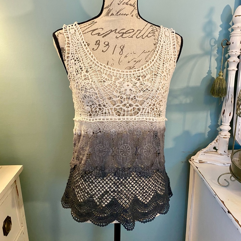 American Eagle Ombré Crochet Tank, Small